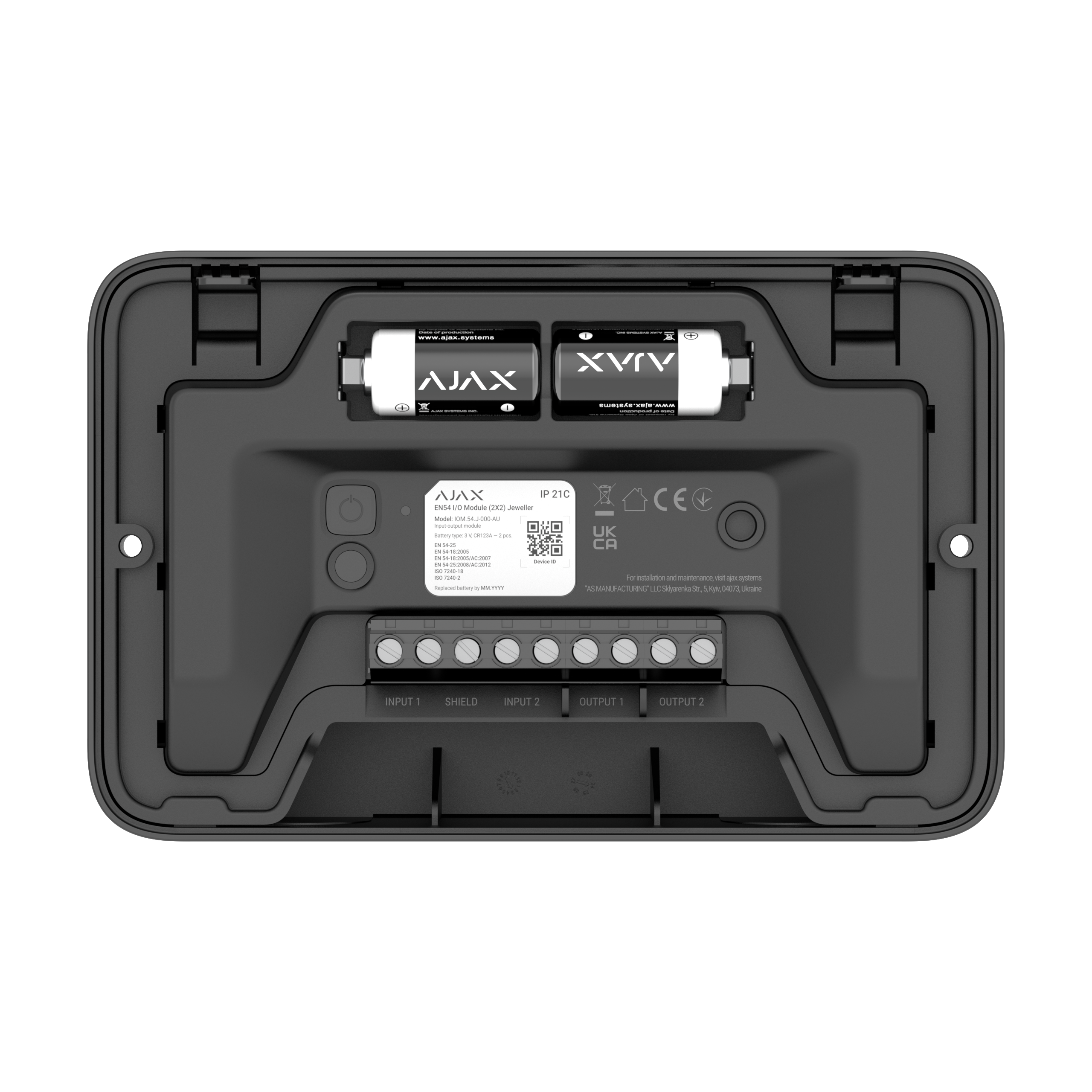 Ajax EN54 I/O Module (2X2) black Ajax EN54 I/O Module (2X2) black