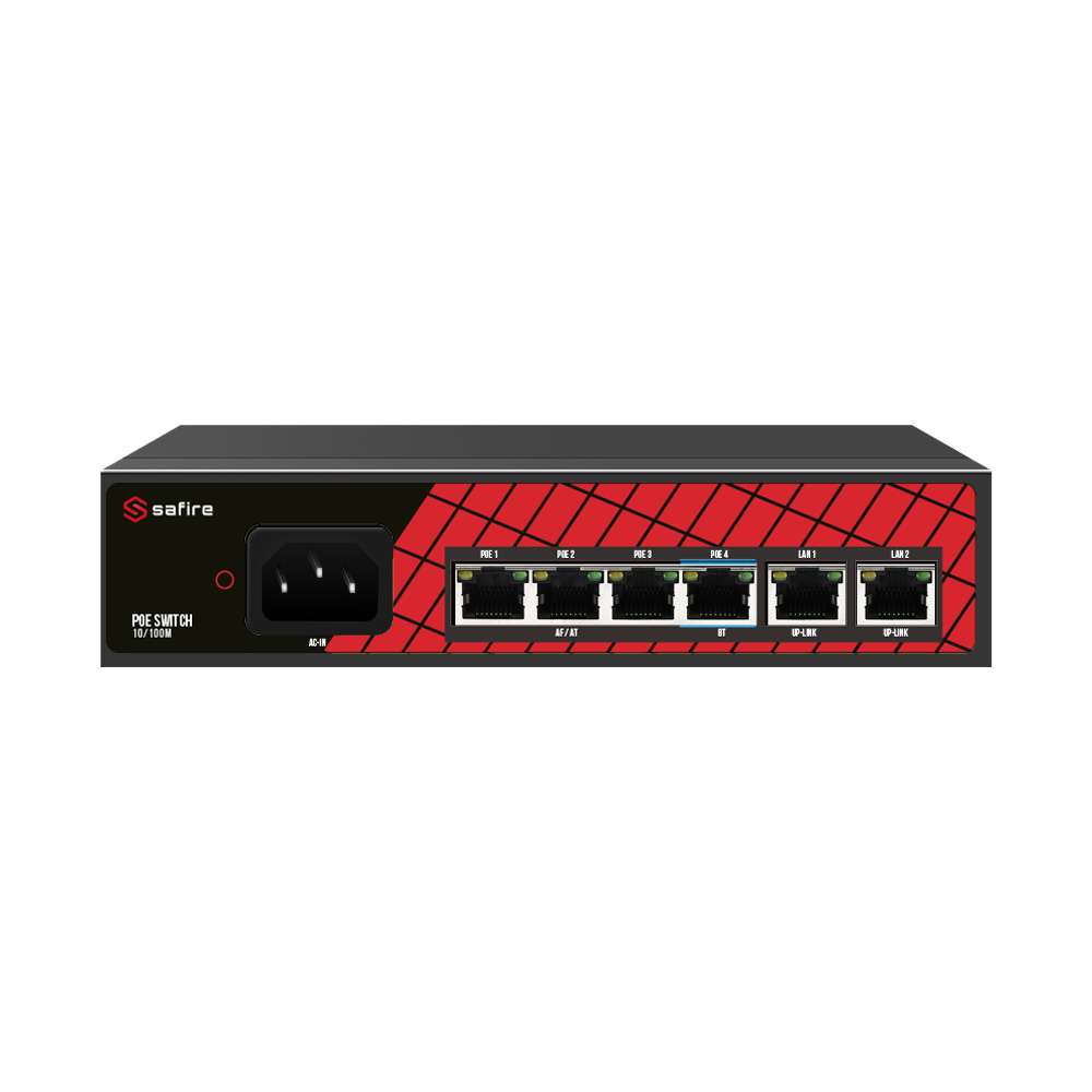 VIS Safire PoE-switch 4 x PoE+2 Uplink - 60W